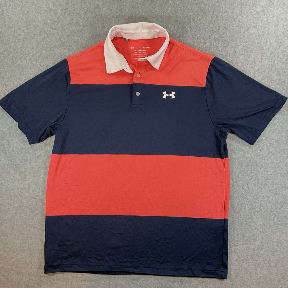 Under Armour Shirt The Playoff Polo Men's Large Golf Performance Striped #148